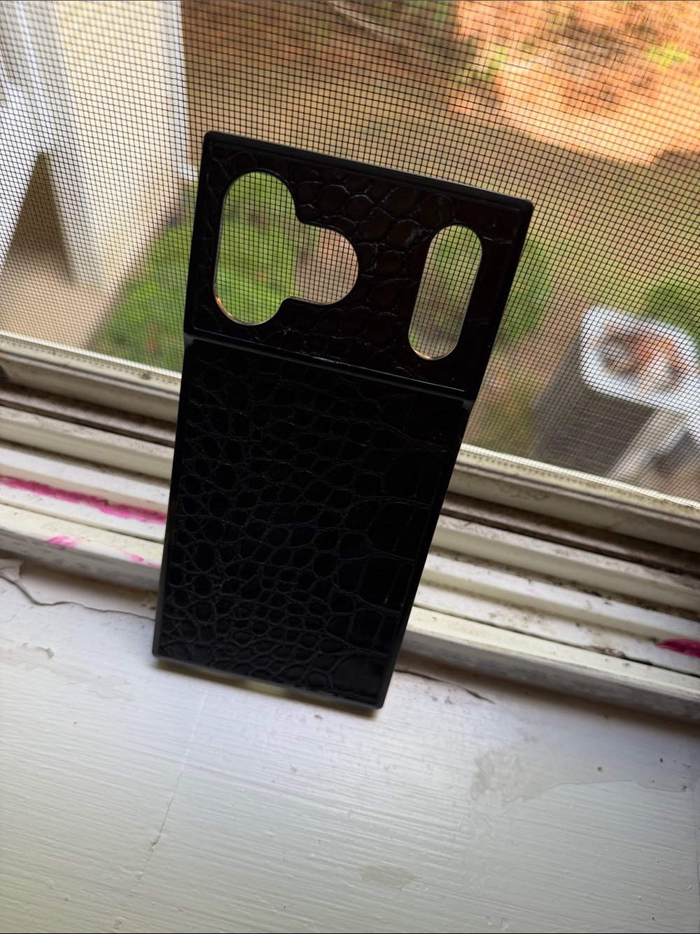 Black Faux-Croc Phone Case Wallet - Compatible Cell Phone Accessory 17 PRO
